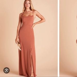 Birdy grey terracotta / rust orange bridesmaid dress.